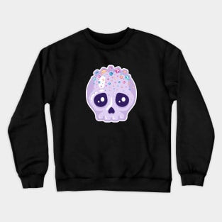 Cute Kawaii skull with sugar crystal hair on dark colours Crewneck Sweatshirt